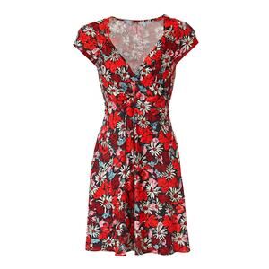 Free People Key to Your Heart Red Floral Mini Dress Small